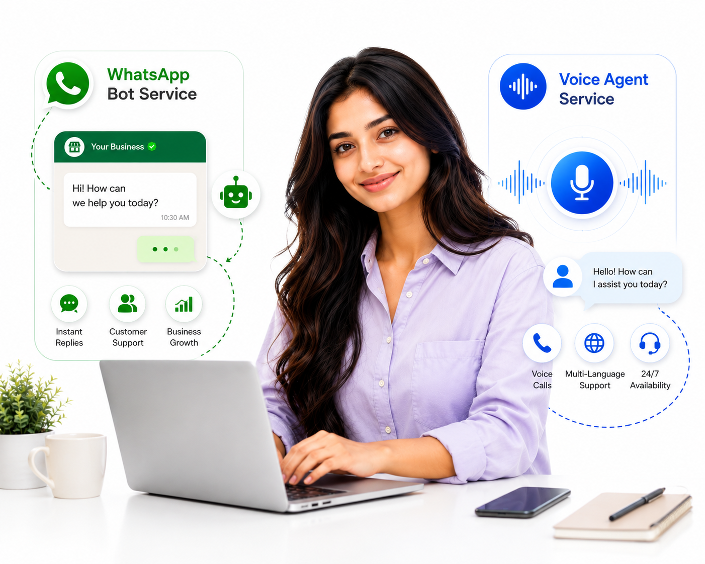 DigitalBot assistant using laptop